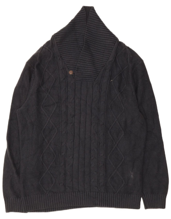 Męski sweter Nautica z szalowym dekoltem XL, granatowy, bawełniany