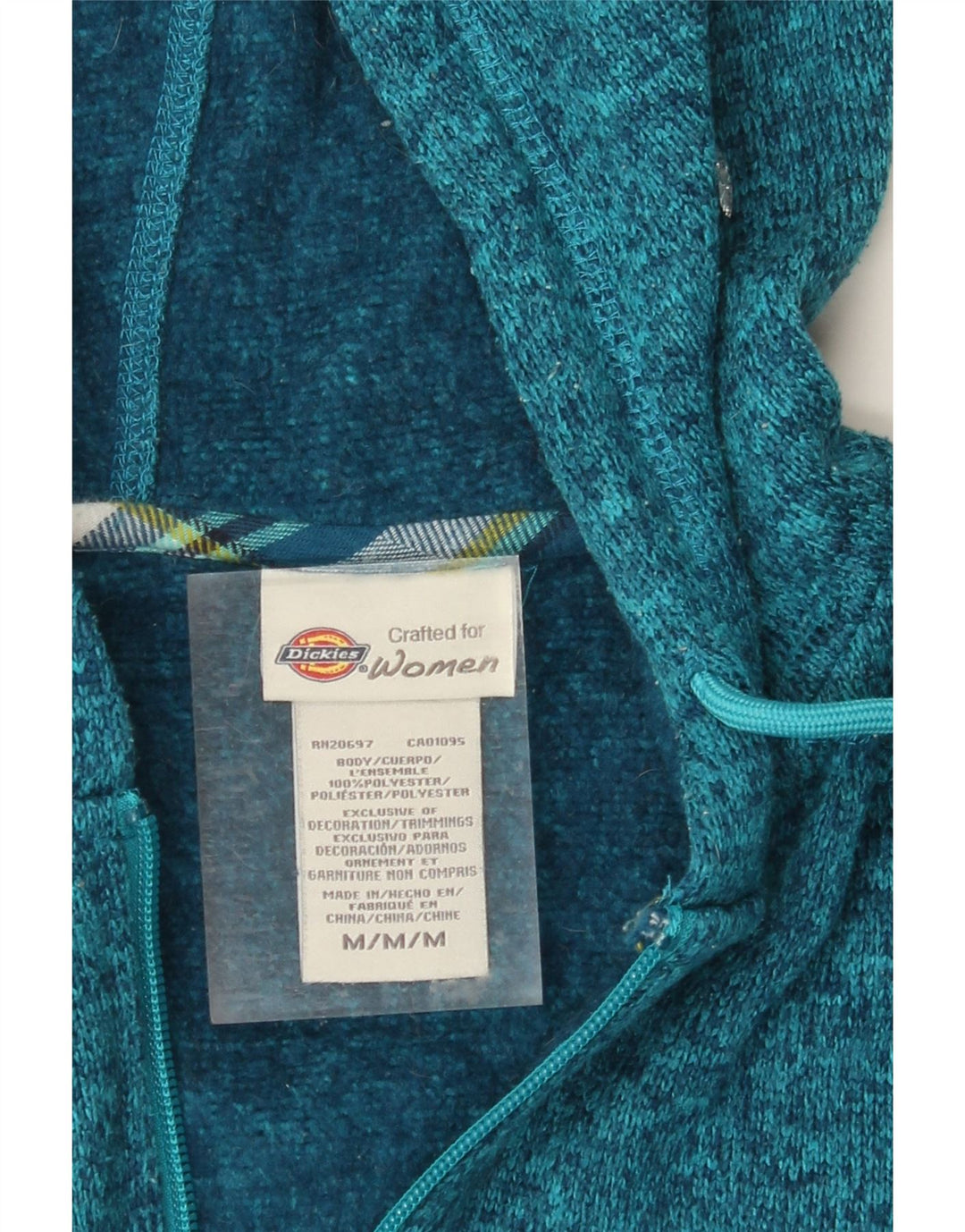 DICKIES Womens Zip Hoodie Sweater UK 12 Medium Blue Flecked Polyester