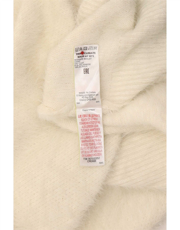 Marks & Spencer Damski sweter z dekoltem w kształcie litery V, UK 16, duży w kolorze złamanej bieli