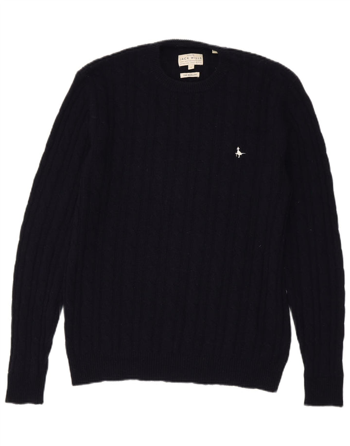 JACK WILLS Mens The Marlow Crew Neck Jumper Sweater Small Navy Blue