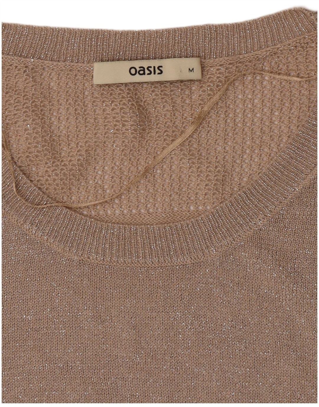 Damski sweter oversize Oasis z dekoltem w łódkę, UK 14, średni beż nakrapiany