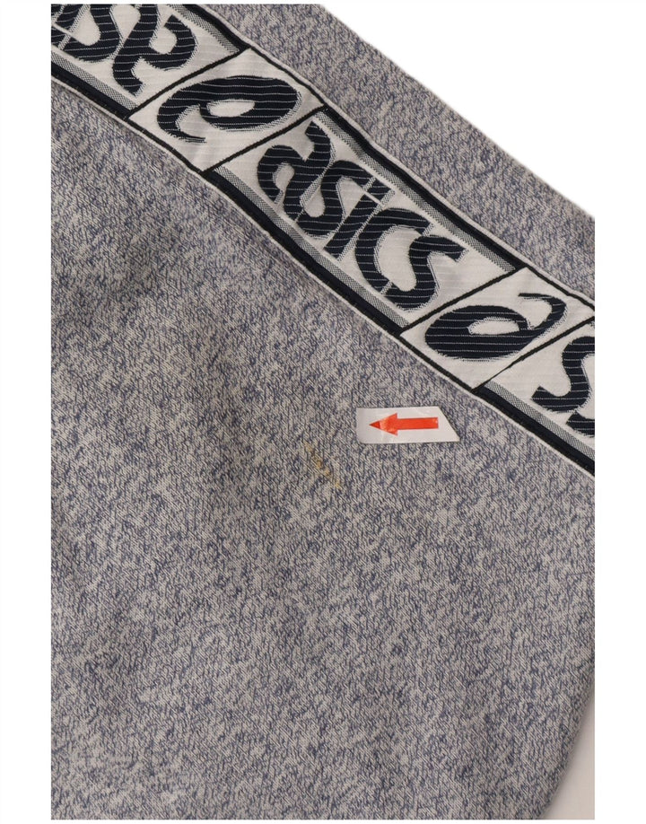 Męskie spodnie dresowe ASICS z grafiką, średniej wielkości granatowe, bawełniane plamki
