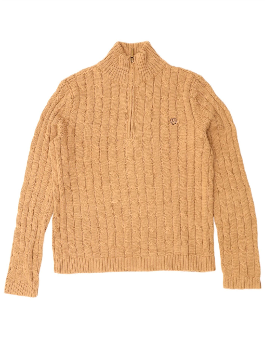 Damski sweter z zamkiem błyskawicznym Chaps UK 10 Small, beżowy, bawełniany