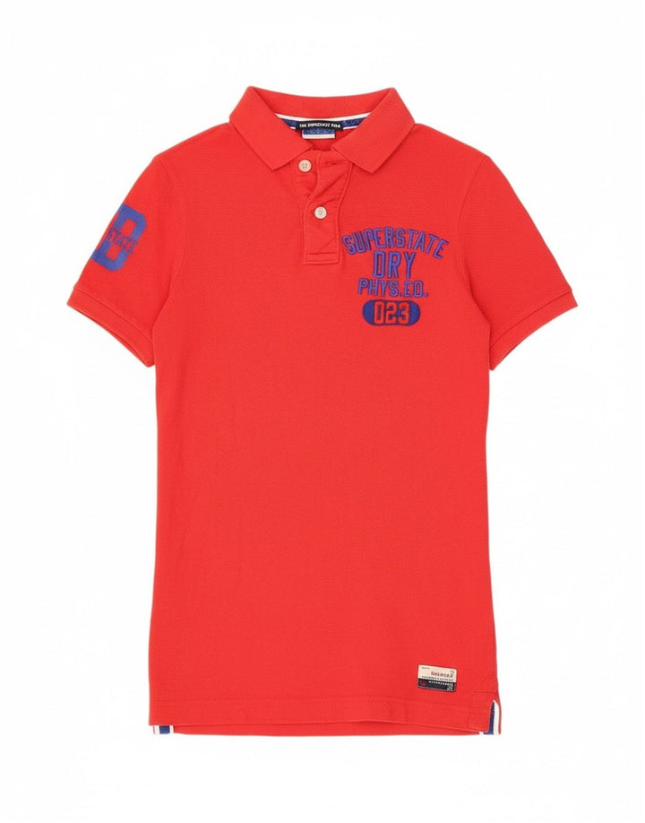 Męska koszulka polo Superdry z grafiką, mała, czerwona, bawełniana