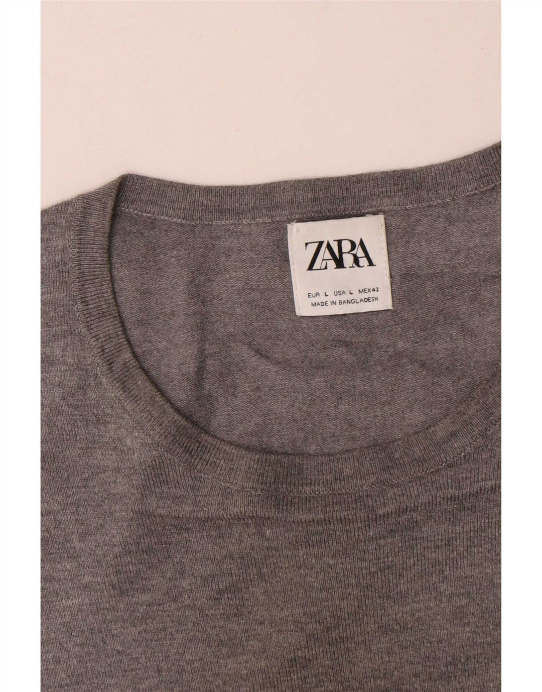 Męski sweter z okrągłym dekoltem Zara, duży, szary