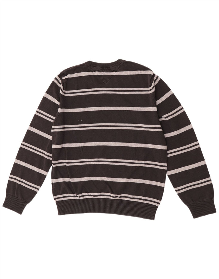 Męski sweter Tommy Hilfiger z dekoltem w kształcie litery V, bawełniany w średnie czarne paski