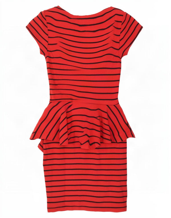 Topshop Sukienka Peplum damska UK 8, mała, bawełniana w czerwone paski