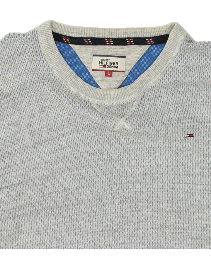 TOMMY HILFIGER Mens Sweatshirt Jumper Large Grey Cotton | Vintage Tommy Hilfiger | Thrift | Second-Hand Tommy Hilfiger | Used Clothing | Messina Hembry 