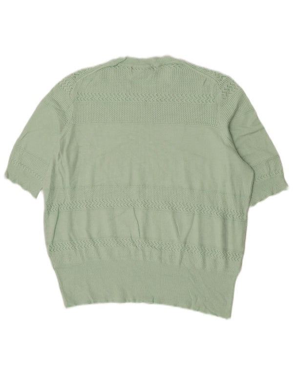 Marks & Spencer Damski sweter z okrągłym dekoltem, UK 14, duże, zielone paski