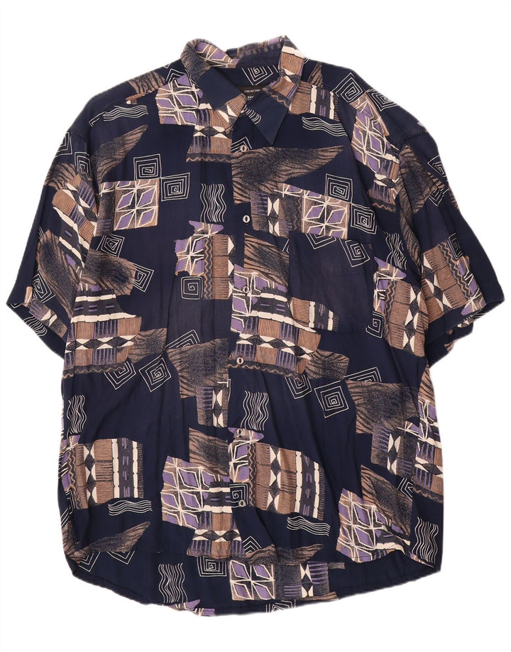 Koszula męska z krótkim rękawem Tipo' S, 2XL, granatowa, patchworkowa