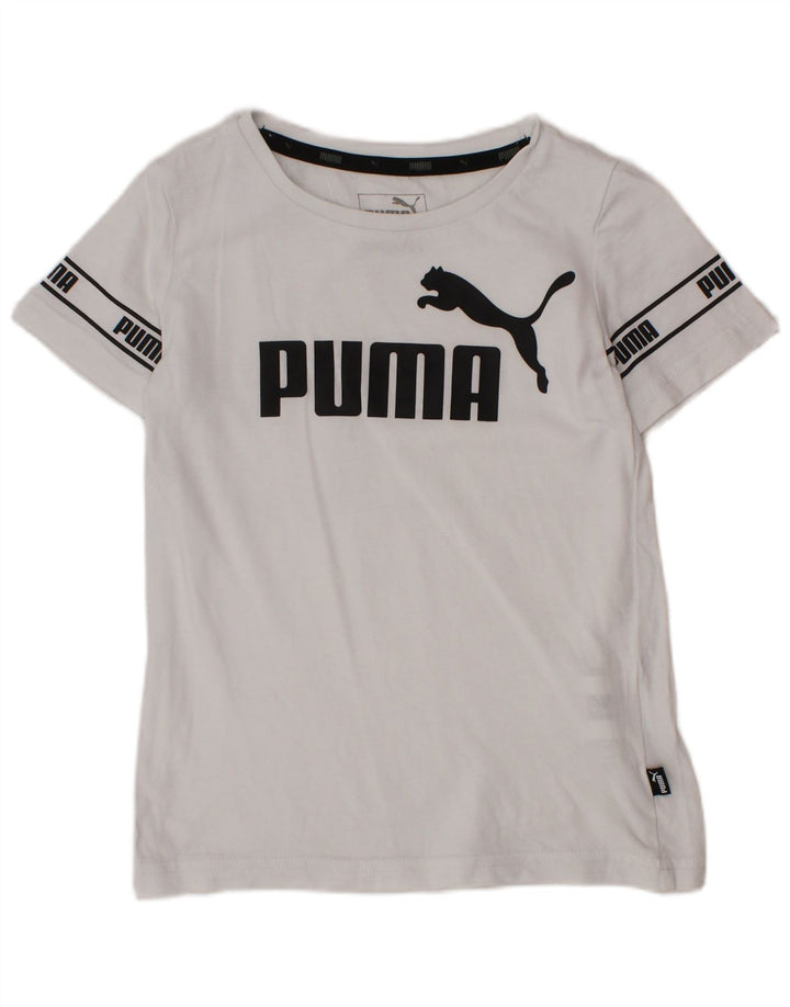 Chłopięcy T-shirt z grafiką PUMA, 4-5 lat, biała bawełna