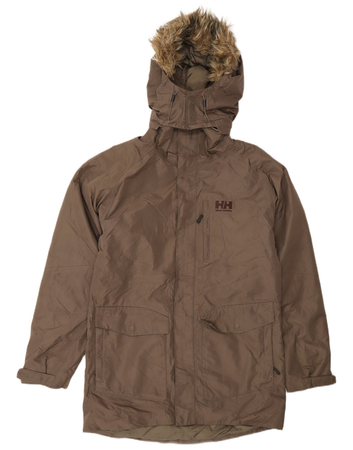 Męska kurtka parka z kapturem Helly Hansen UK 38, średni brązowy poliester
