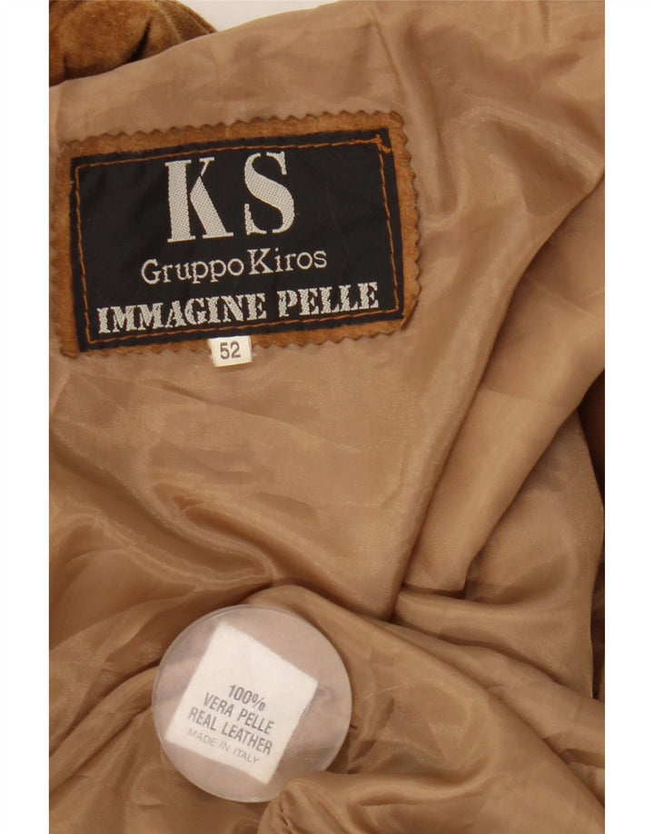Vintage męska zamszowa kurtka IT 52 XL brązowa skóra