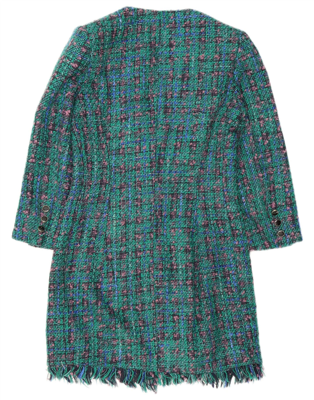 ZARA Womens Double Breasted Coat UK 6 XS Turquoise Check