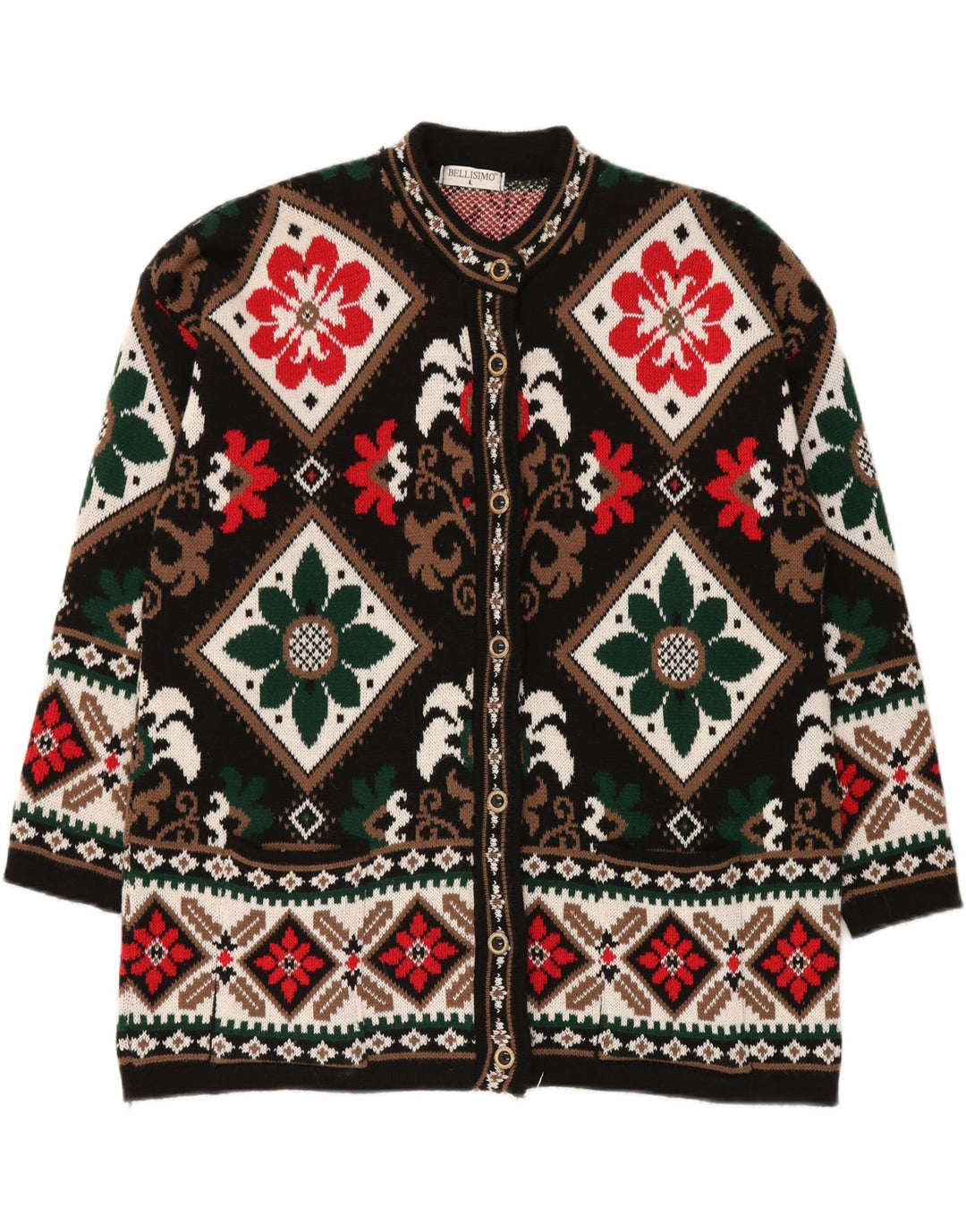 Damski sweter oversize BELLISIMO UK 16 Large Black Fair Isle