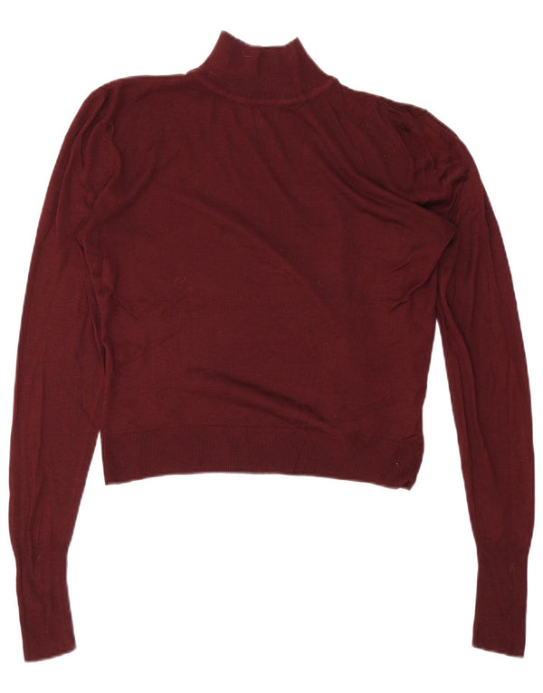 Zara Damski sweter typu Crop Oversize z golfem UK 10 Small Burgundy