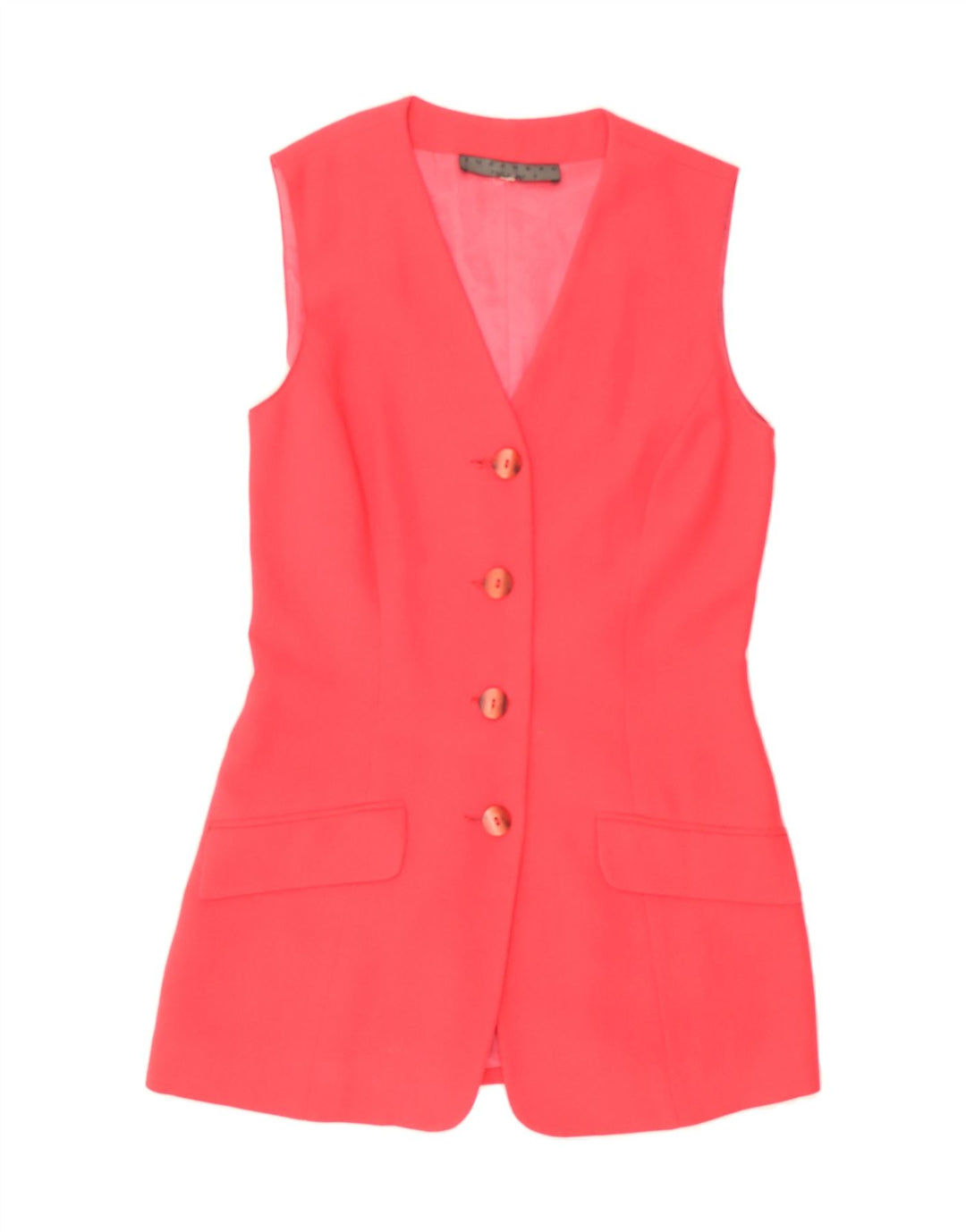 VINTAGE Womens Longline Sleeveless 4 Button Blazer Jacket IT 36 XS Pink Vintage Vintage and Second-Hand Vintage from Messina Hembry 