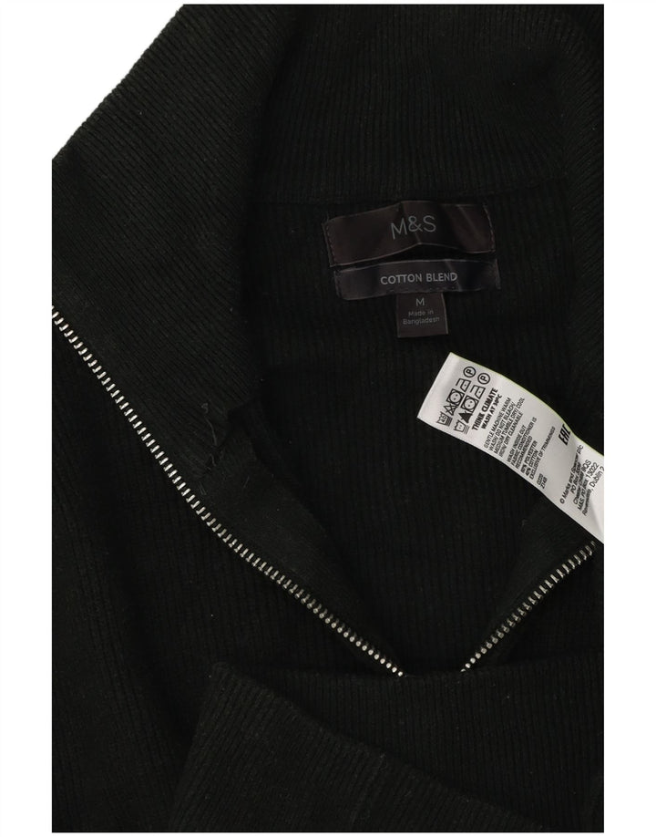 Marks & Spencer Męski sweter rozpinany, średni zielony, bawełniany