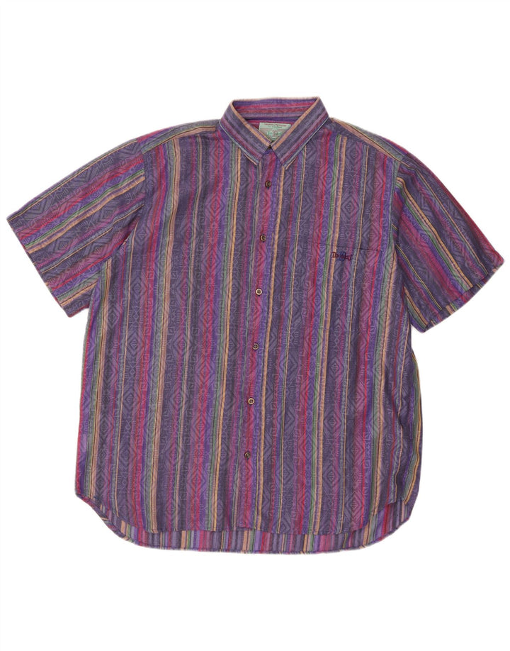 Męska koszula z krótkim rękawem Colmar Ten Yards, średni fiolet, poliester w paski