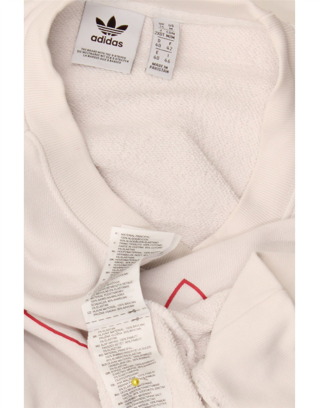 Damska bluza ADIDAS Graphic Jumper UK 14, duża, biała bawełna