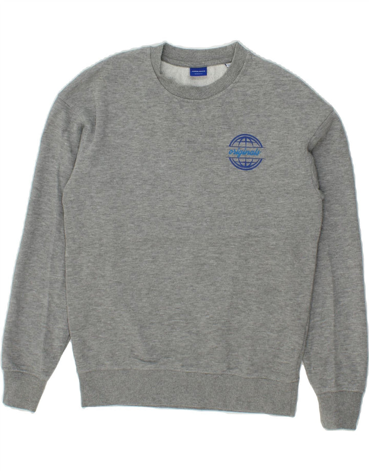 JACK & JONES Mens Sweatshirt Jumper Small Grey Cotton Vintage Jack & Jones and Second-Hand Jack & Jones from Messina Hembry 