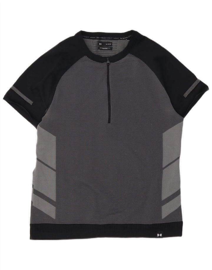 UNDER ARMOUR Męski T-shirt Top XL, czarny, poliestrowy w prążki