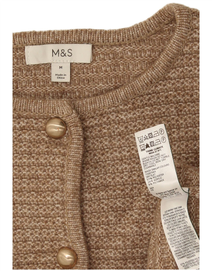 Marks & Spencer Krótki sweter damski, UK 14, średni brązowy poliester