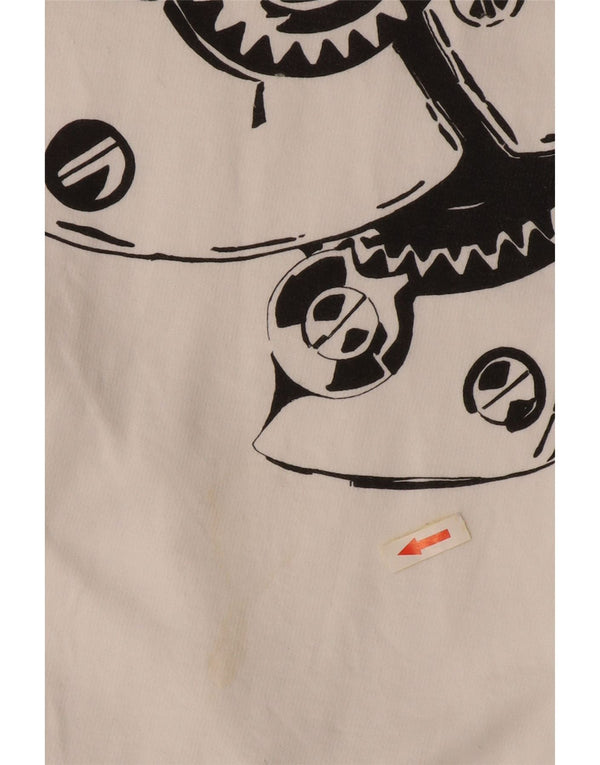 Męska bluza z kapturem i zamkiem błyskawicznym w stylu vintage, 2XL, biała bawełna