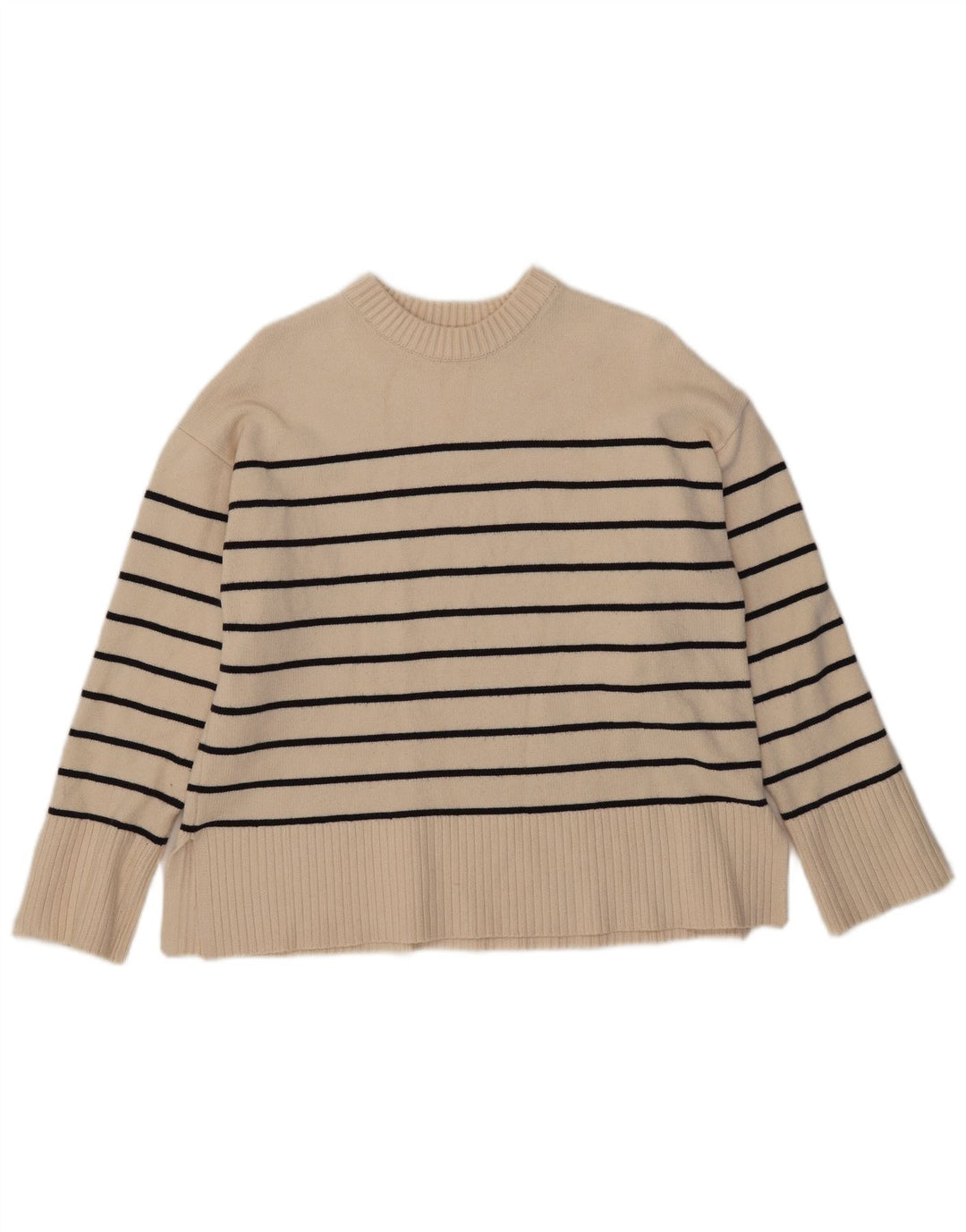 Damski sweter oversize Zara z okrągłym dekoltem UK 10 w małe białe paski