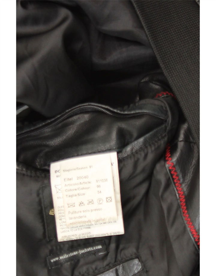 Męska kurtka skórzana bomber Milestone IT 54 2XL czarna skóra