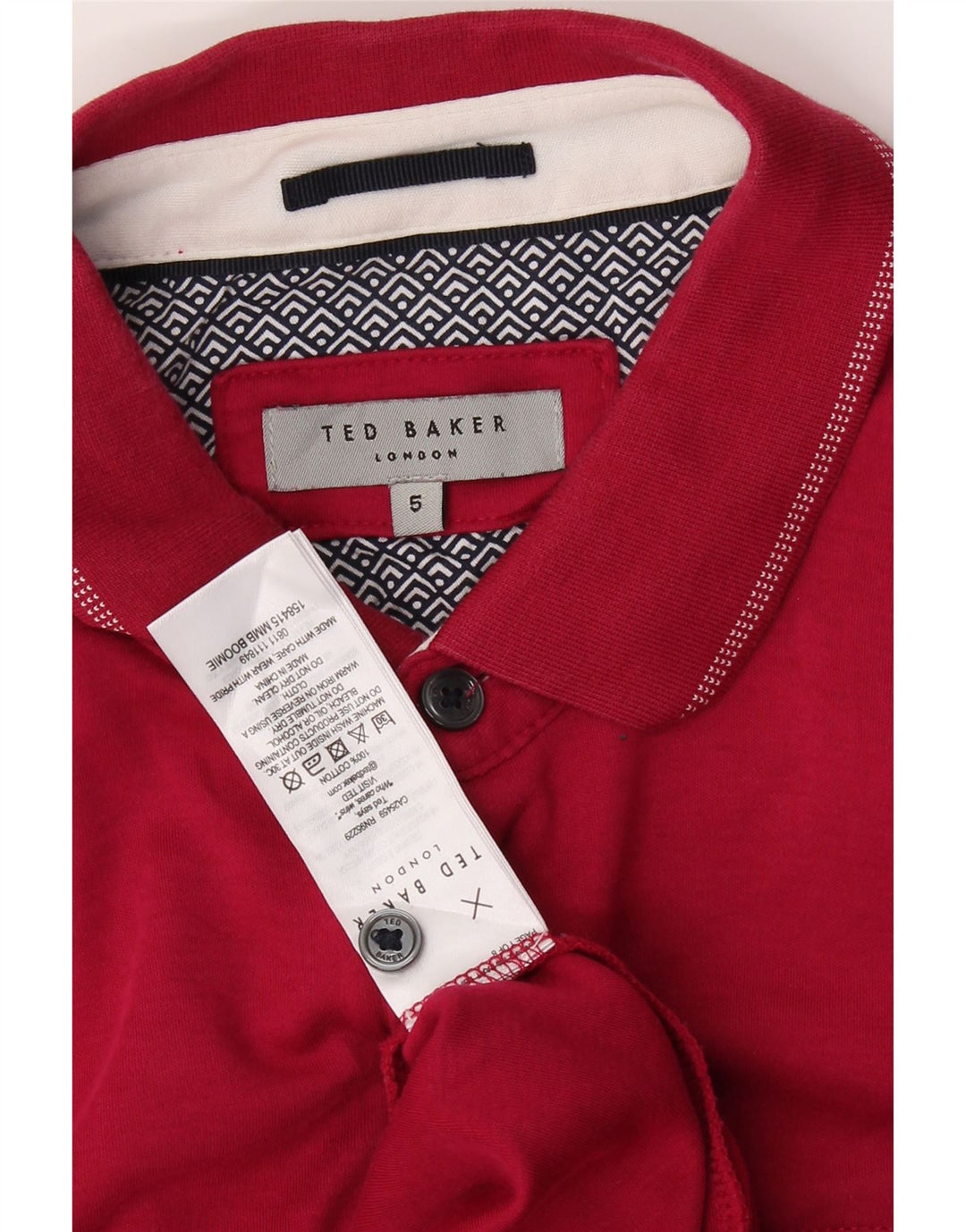 TED BAKER Mens Polo Shirt Size 5 XL Red Cotton Vintage Ted Baker and Second-Hand Ted Baker from Messina Hembry 