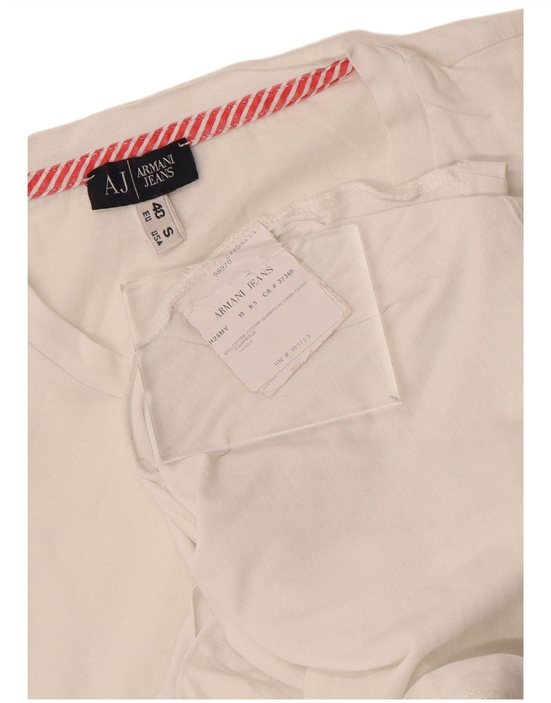 ARMANI JEANS Damska koszulka z grafiką Top EU 40, średnia biała bawełna