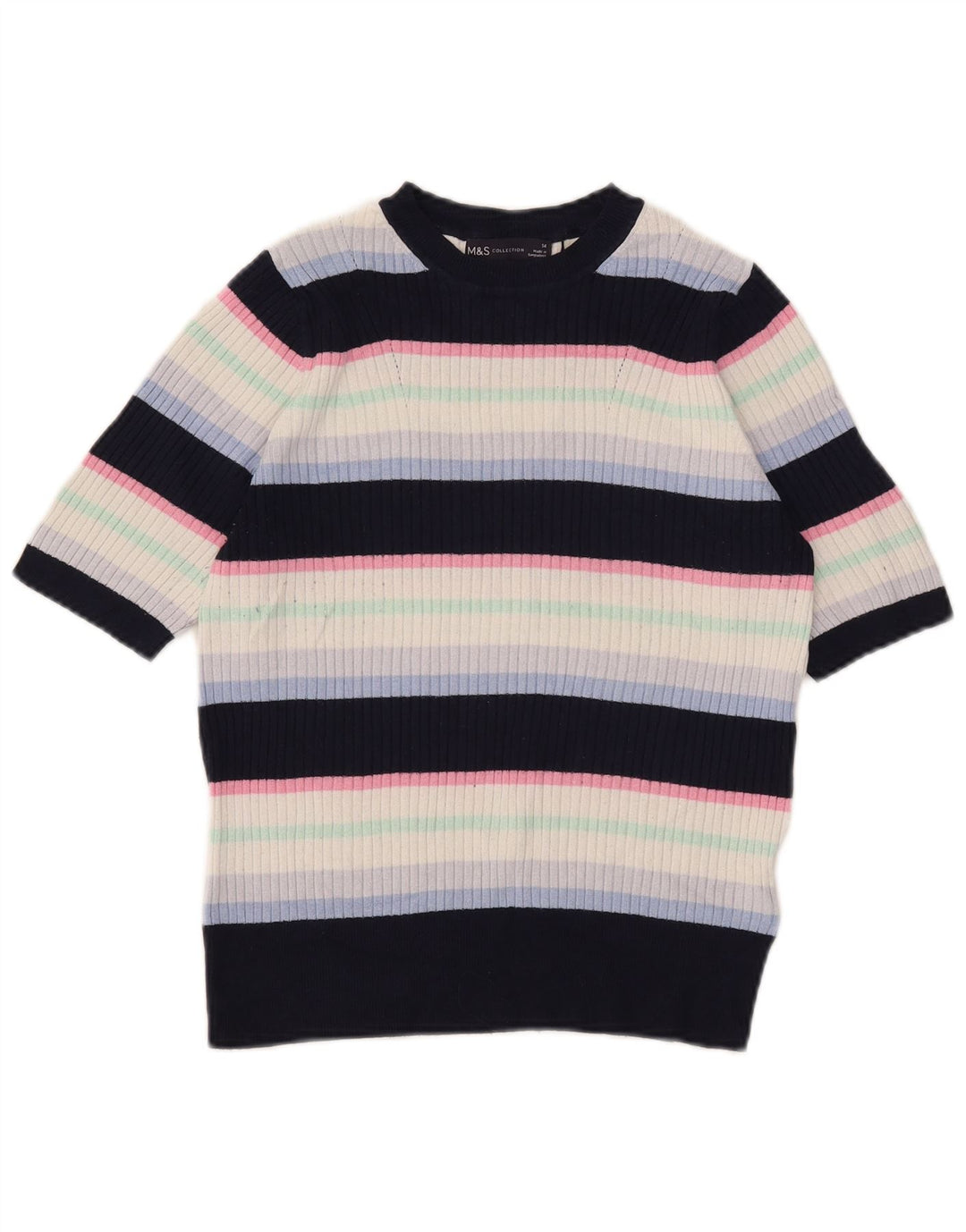 Marks & Spencer Damski sweter z dekoltem w łódkę, UK 14, średni granatowy