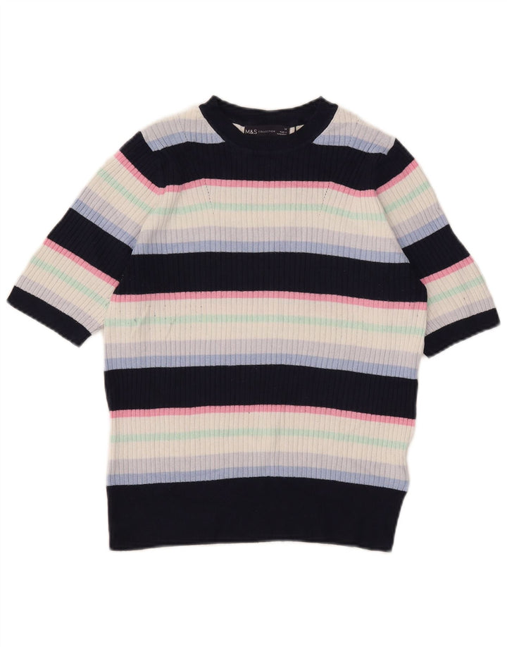 Marks & Spencer Damski sweter z dekoltem w łódkę, UK 14, średni granatowy