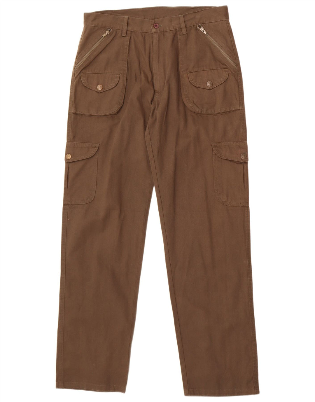Męskie proste spodnie cargo w stylu vintage W34 L33 brązowe