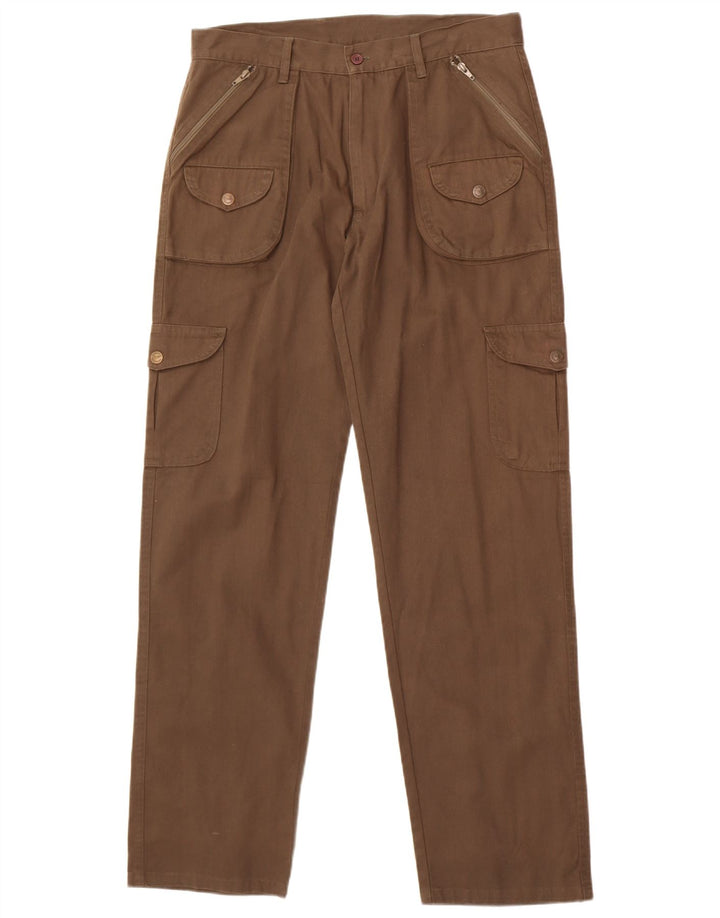 Męskie proste spodnie cargo w stylu vintage W34 L33 brązowe