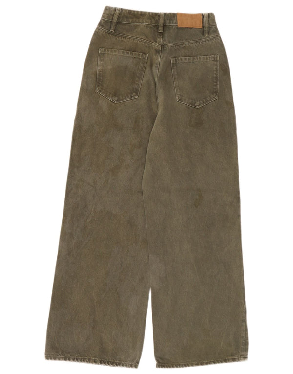 Damskie dżinsy z szeroką nogawką Zara z wysokim stanem EU 34 2XS W24 L26 Khaki