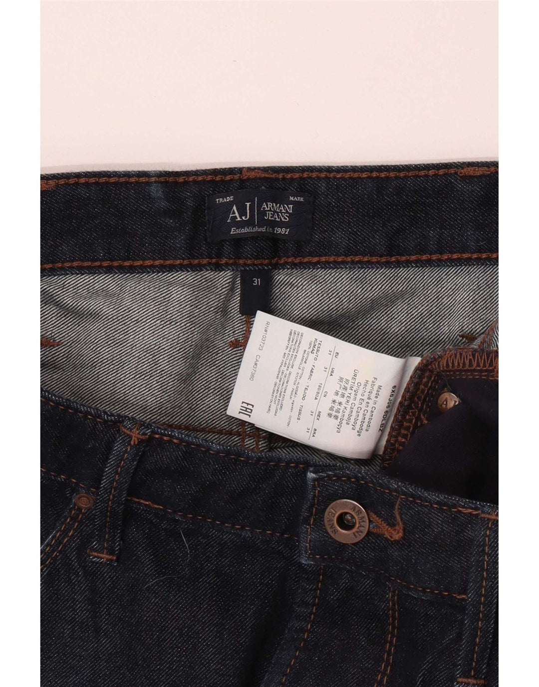 Armani Slim Jeans W31 L33 Granatowa Bawełna