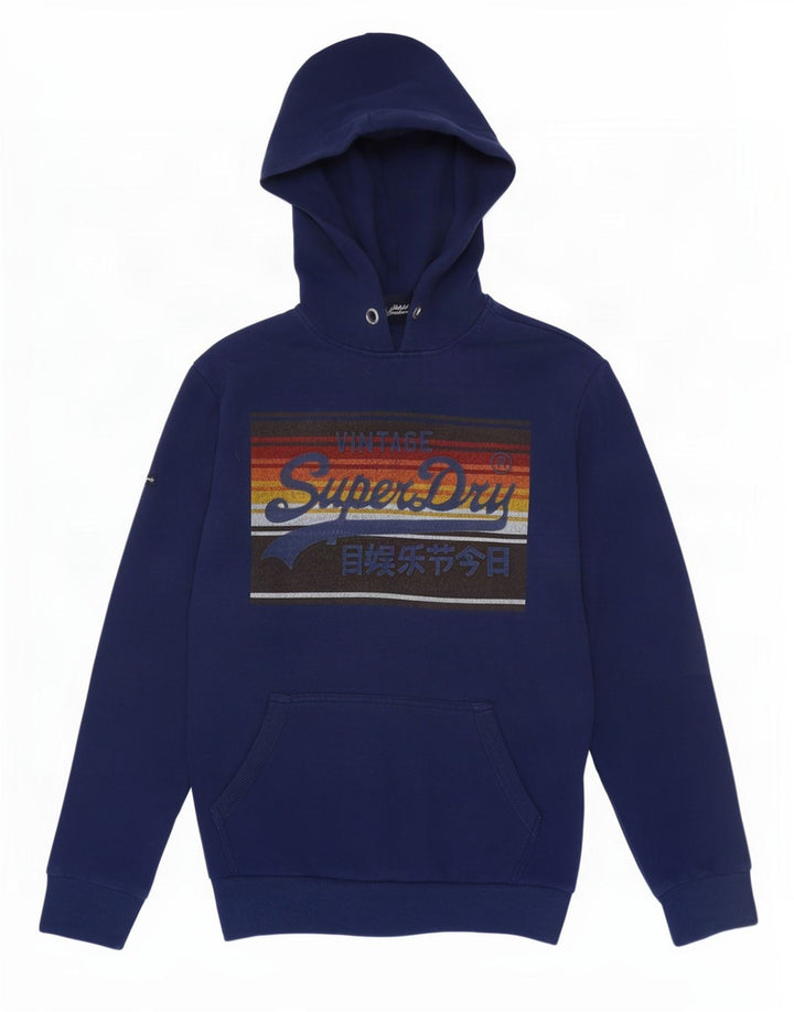 Męski sweter z kapturem Superdry z grafiką, średni granatowy, bawełniany
