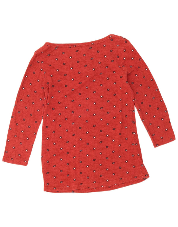 Marks & Spencer Damski top z rękawem 3/4, UK 12, średni czerwony, bawełniany w kwiaty