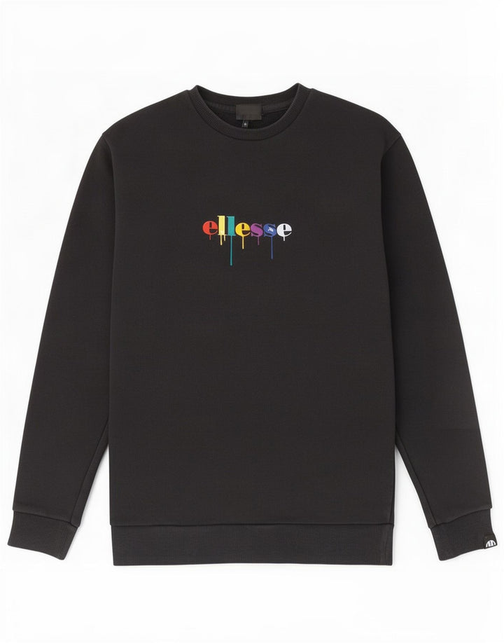 Męska bluza z grafiką Ellesse, średnia czarna bawełna