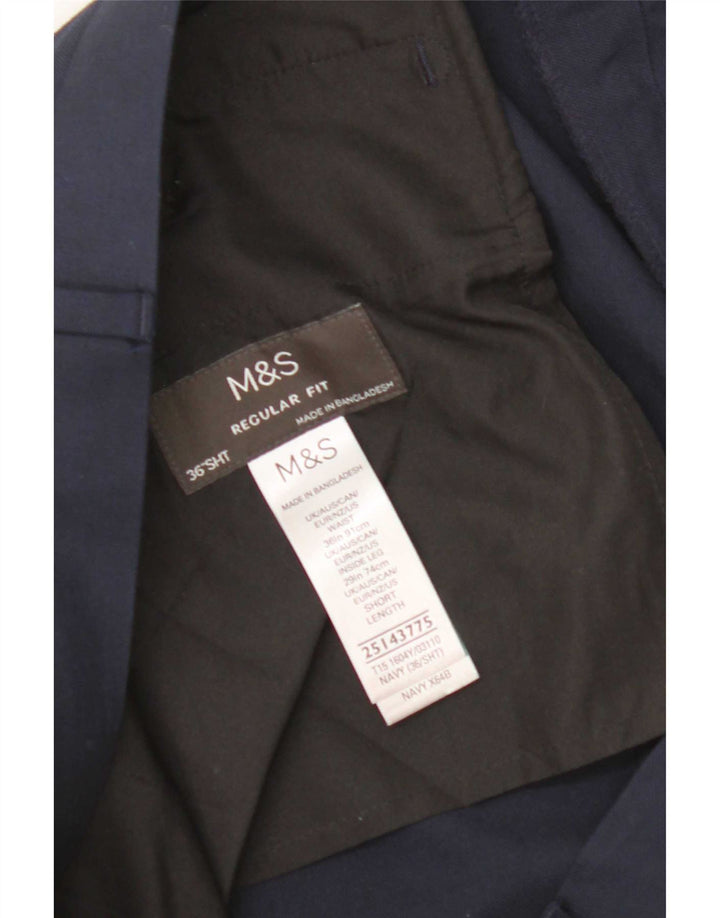 Damskie spodnie garniturowe Marks & Spencer o regularnym kroju W36 L29 Granatowe