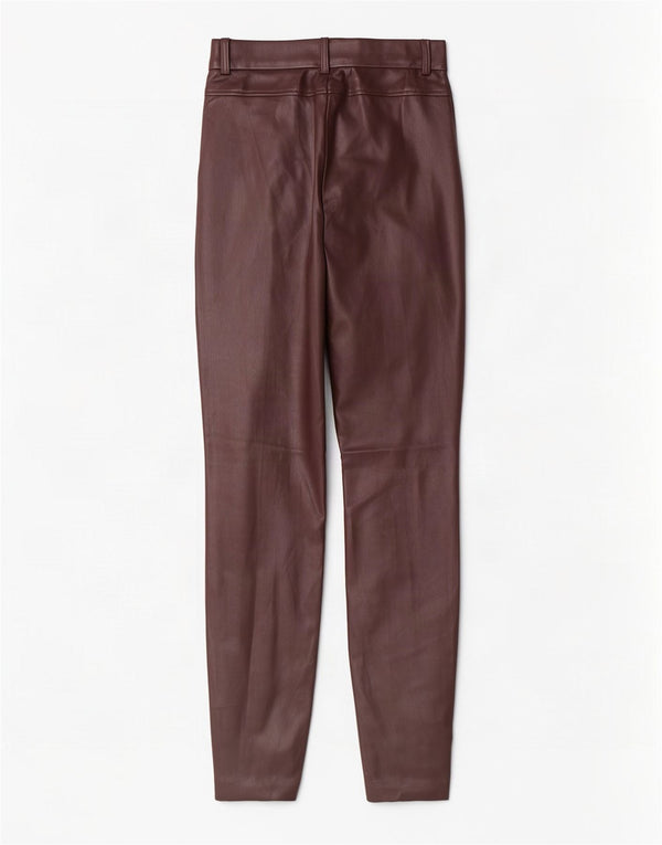 Spodnie damskie Zara Skinny ze sztucznej skóry, małe W26 L29, brązowe, poliuretanowe