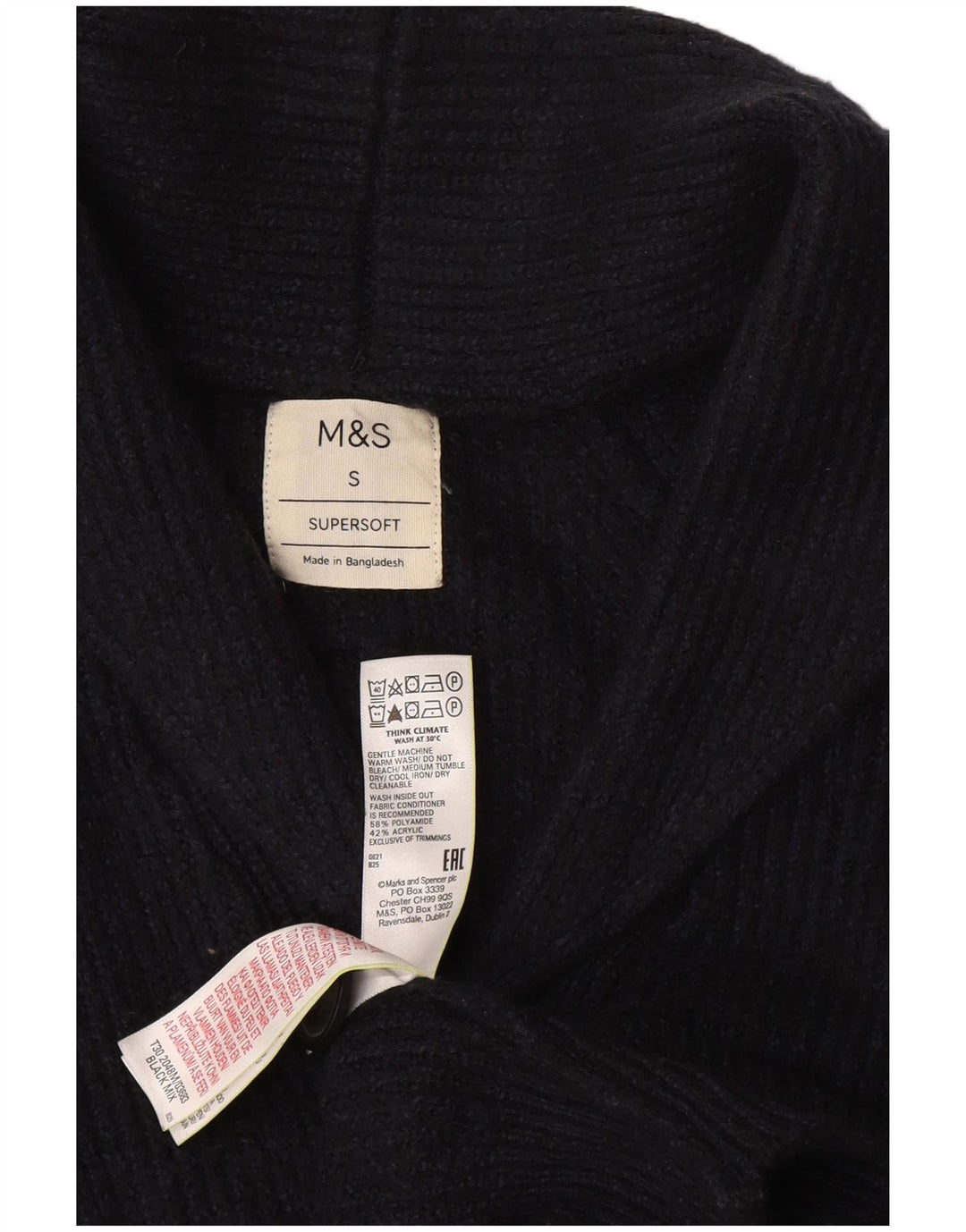 Marks & Spencer Męski sweter rozpinany, mały, granatowy, poliamid