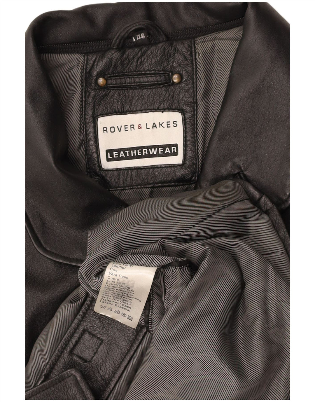 ROVER&LAKES Męski płaszcz skórzany IT 48 Średniej czarnej skóry