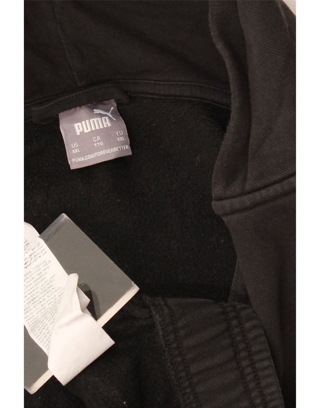 Męski sweter z kapturem i zamkiem błyskawicznym PUMA 2XL, czarna bawełna z blokami kolorów