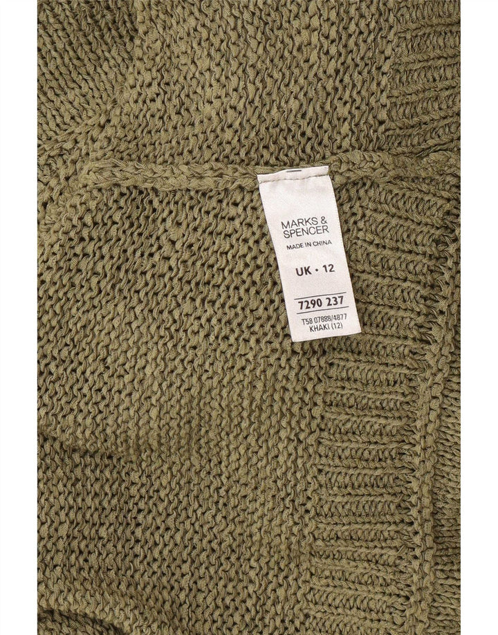 Marks & Spencer Damski sweter rozpinany z rękawem 3/4, UK 12, średni khaki