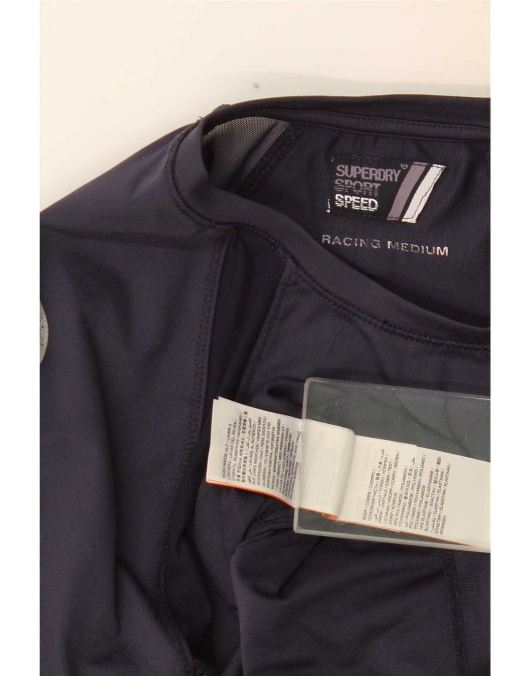 Damski top graficzny Superdry z długim rękawem, UK 12, średni granatowy, blok kolorów