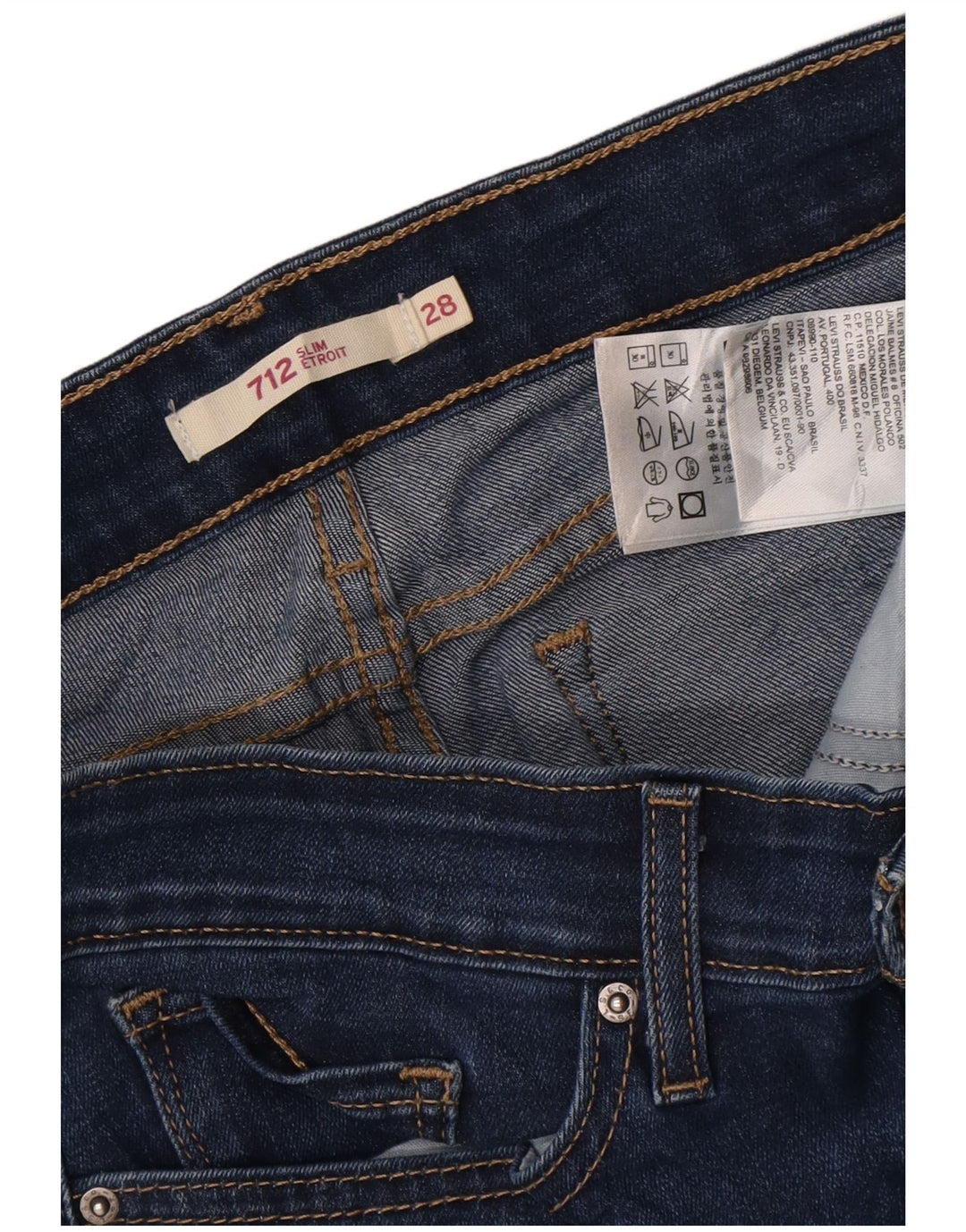 Damskie jeansy Levi's 712 Slim W28 L31 Niebieska bawełna