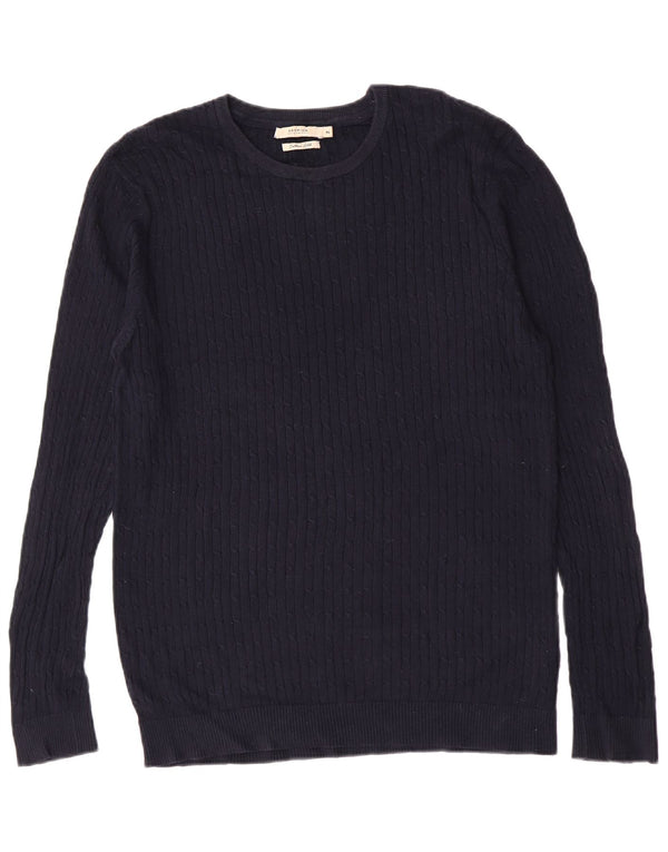 Męski sweter Jack & Jones Slim Fit z okrągłym dekoltem XL, granatowy, bawełniany